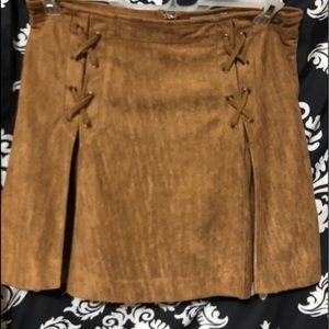 Brown suede midi skirt L